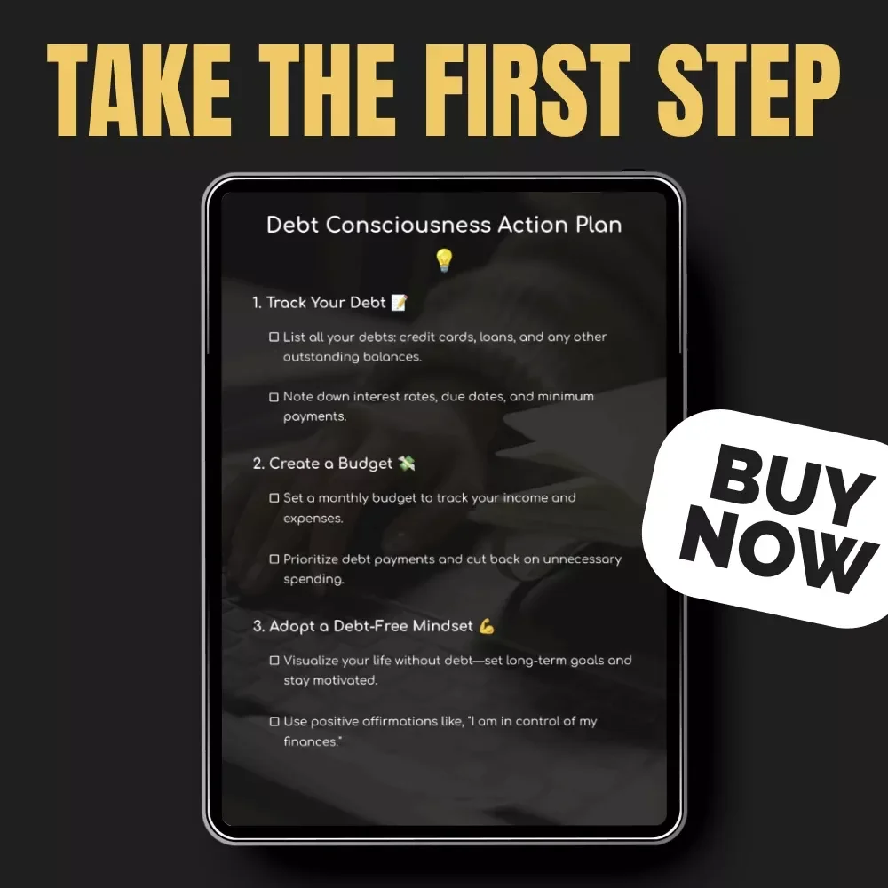 Debt Consciousness Action Plan | Printable Debt Consciousness Checklist | Budgeting, Debt-Free Mindset & Financial Goals Digital Download