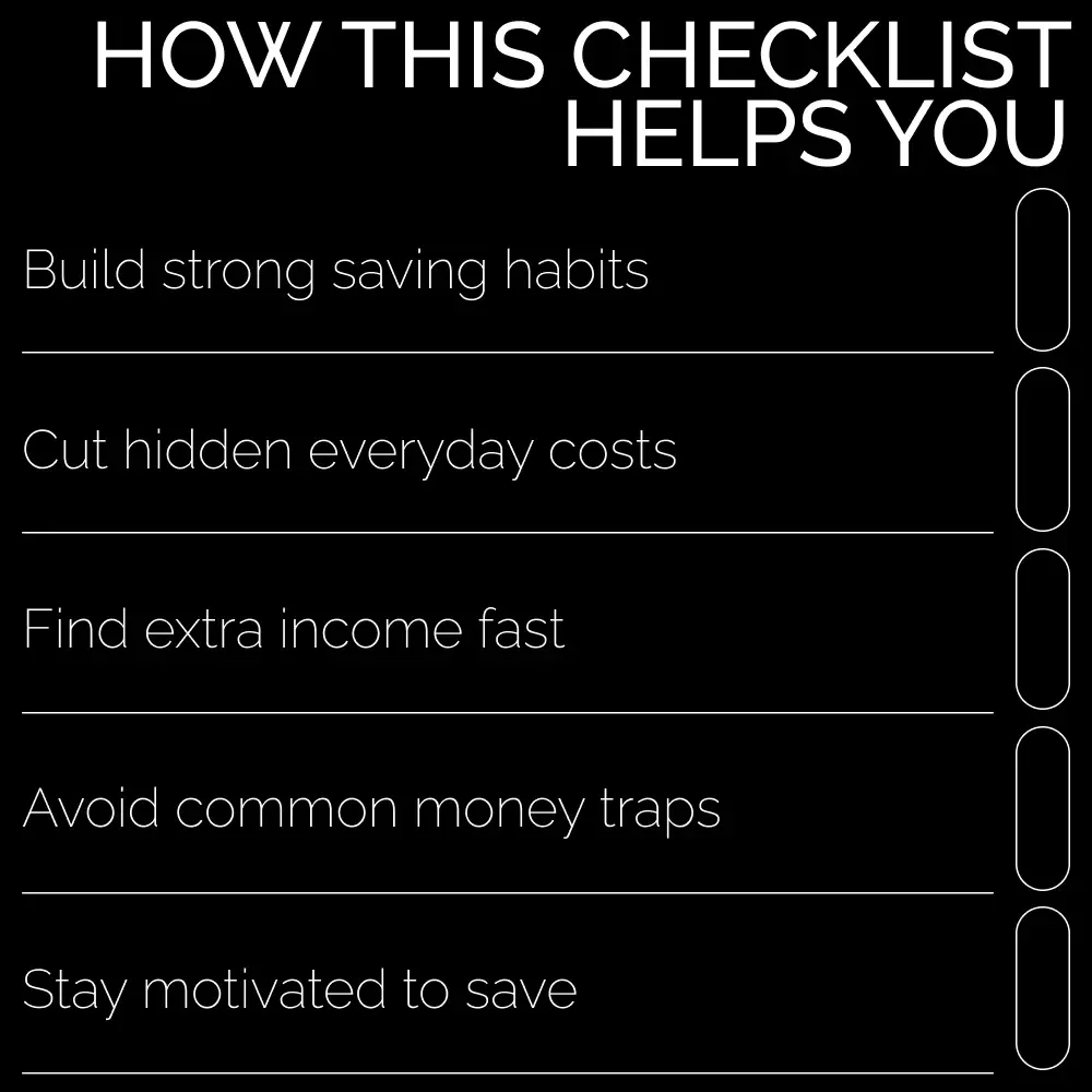 ✅ Low Income, High Impact: Your Smart Saving Checklist | Printable Digital Download for Everyday Budgeting | Simple Steps for Saving Money on Low Income and Building Better Financial Habits