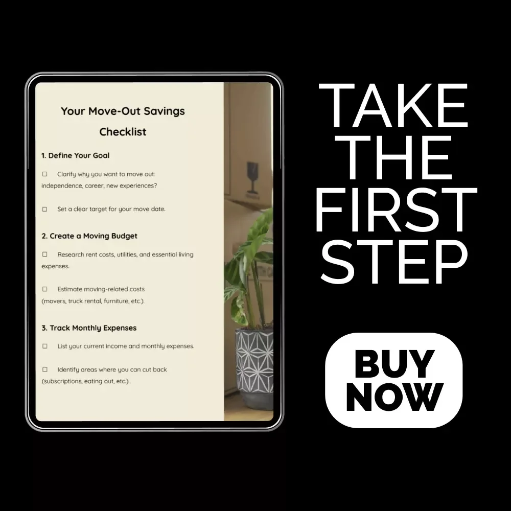 Your Move-Out Savings Checklist | Printable Moving Budget Planner | Step-by-Step Guide on How to Save Money to Move Out | Digital Download
