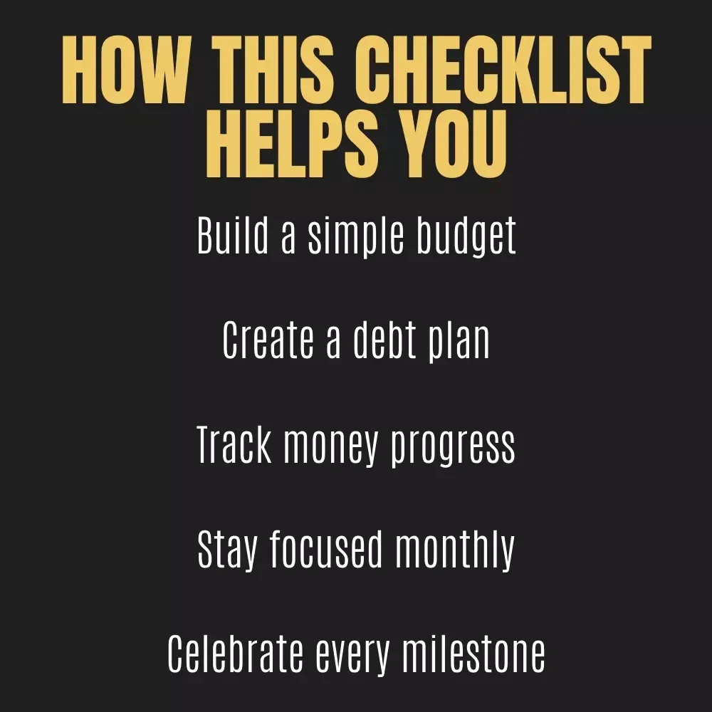 Debt-Free & Thriving! | Printable Financial Checklist for Smart Money Management | Step-by-Step Planner on How to Budget and Pay Off Debt | Instant Digital Download