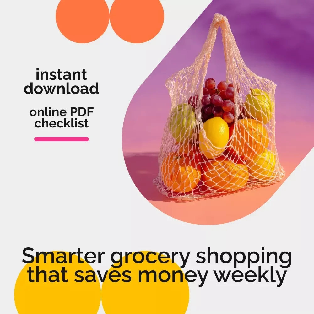 The Smart Cart Savings Checklist | How to Save Money on Groceries Digital Checklist for Budget-Friendly Shopping