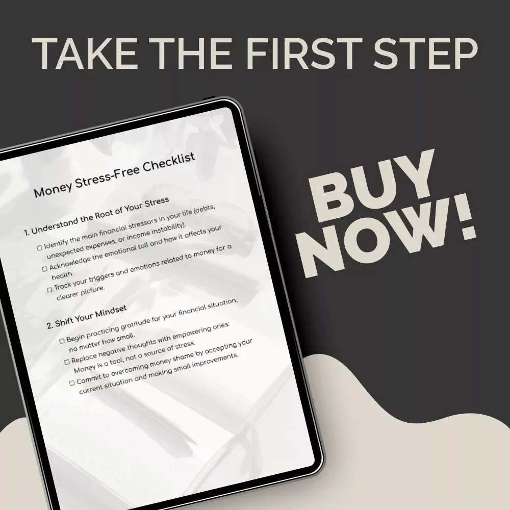 Money Stress-Free Checklist | Reduce Stress Over Money with Simple Daily Habits | Printable Financial Wellness Planner