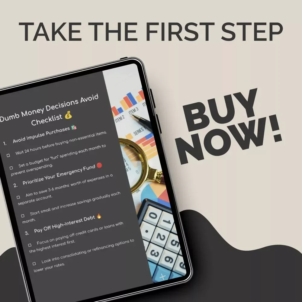Dumb Money Decisions Avoid Checklist | Smart Personal Finance Planner | Simple Budgeting & Spending Control Guide