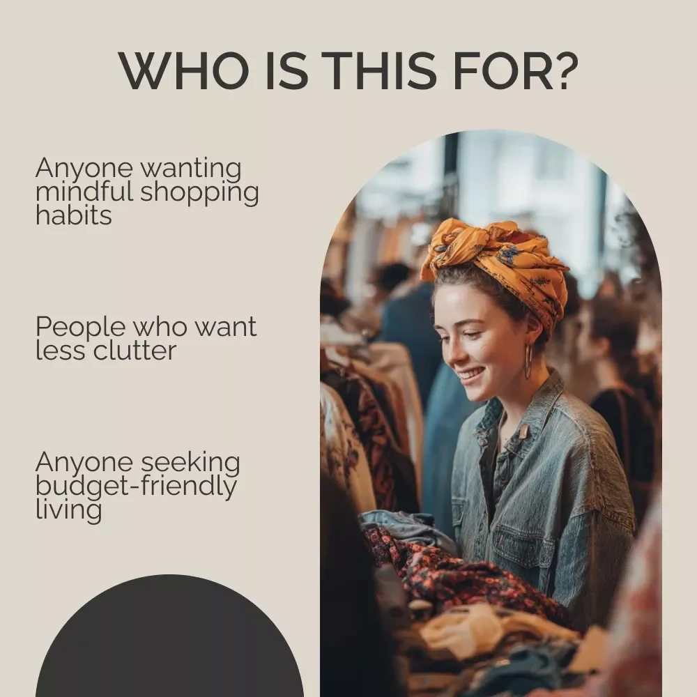 Mindful Thrifting Checklist | Digital Download for Conscious Shopping, Curbing Thrifting Addiction, Minimalist Budgeting & Intentional Secondhand Habits
