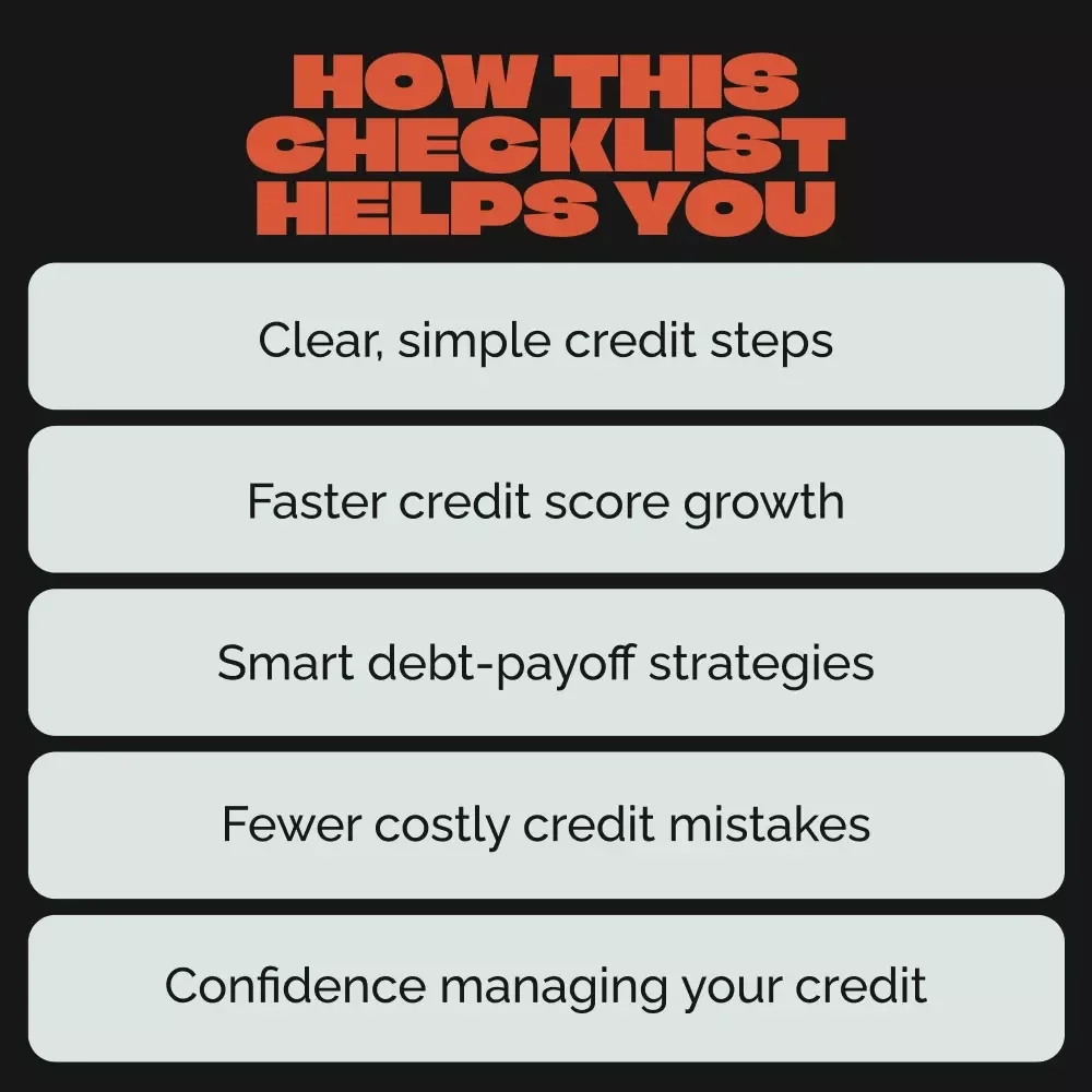 Ultimate Credit Building Checklist | Printable Digital Download for Beginners | Step-by-Step Guide on How to Build Credit When You Have None | Credit Score Starter Workbook