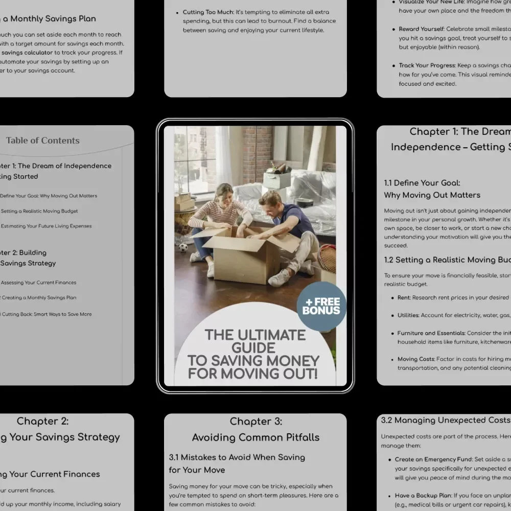 The Ultimate Guide to Saving Money for Moving Out! | Step-by-Step Budgeting and Savings Planner | Learn How to Save Money to Move Out with Confidence | Digital Download