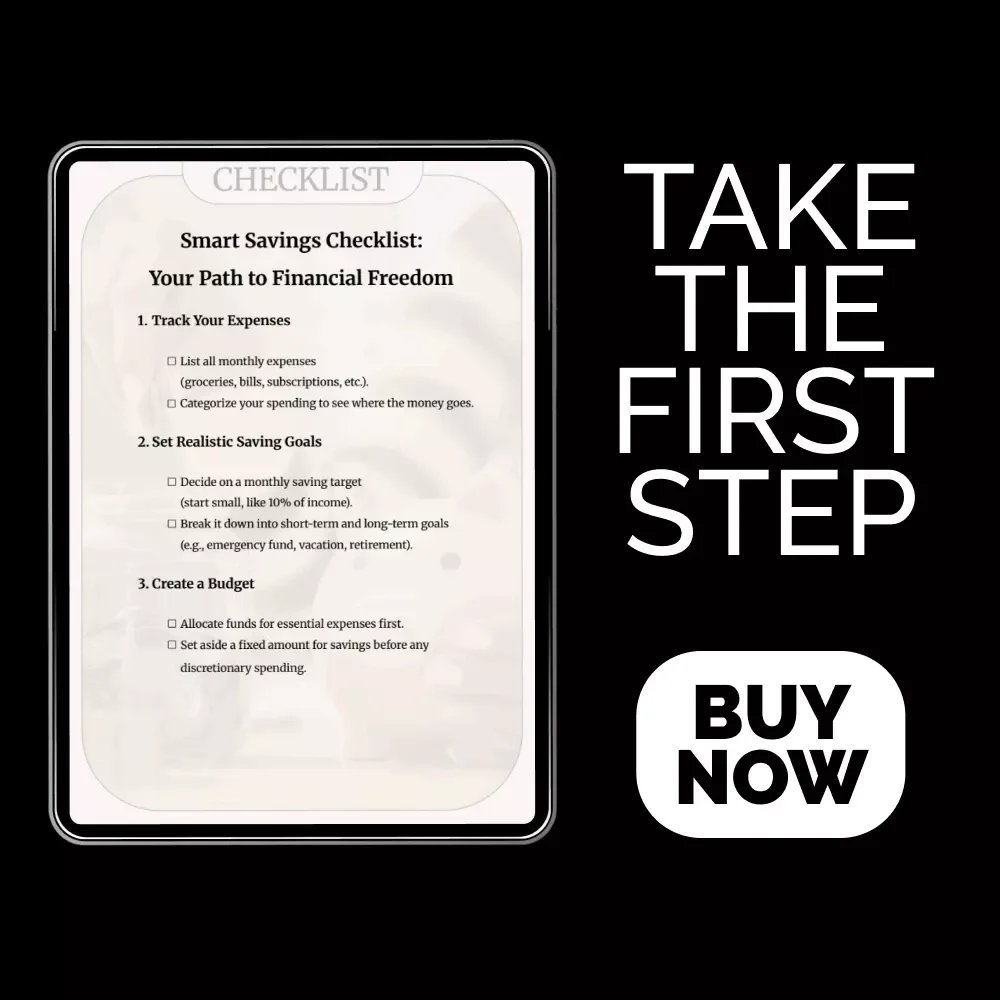Smart Savings Checklist: Your Path to Financial Freedom | Digital Download | Learn How to Save Money Effectively and Build Better Financial Habits