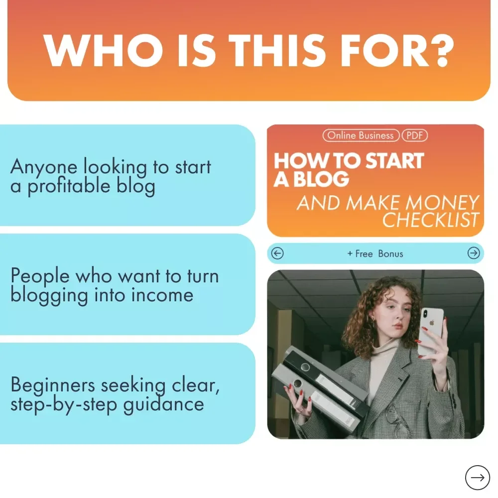 How to Start a Blog and Make Money Checklist | Blogging for Beginners | Step-by-Step Blog Launch Guide | Digital Download