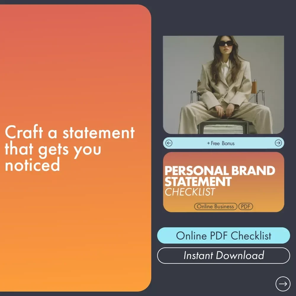 Personal Brand Statement Checklist | Printable Worksheet for Creators, Entrepreneurs & Job Seekers | Craft Your Identity with Real Personal Brand Statement Examples
