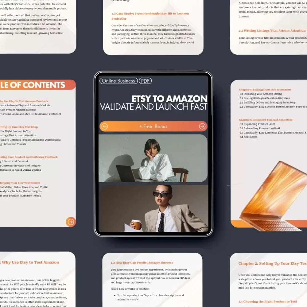 Etsy to Amazon: Validate and Launch Fast – Digital eBook for Sellers | Etsy-Style Guide to Test, Validate & Scale Products Using Etsy Before Selling on Amazon