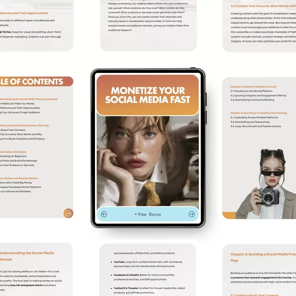 Monetize Your Social Media Fast | Digital eBook for Creators, Influencers & Entrepreneurs | Learn How to Make Money on Social Media with Proven Strategies and Real Case Studies