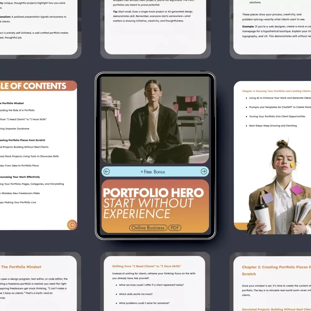 Portfolio Hero: Start Without Experience | Step-by-Step Guide on How to Create a Freelance Portfolio with No Clients | Digital Download