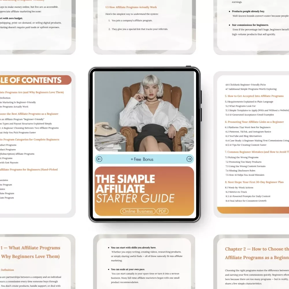 The Simple Affiliate Starter Guide | Beginner-Friendly eBook for Earning Online | Learn the Best Affiliate Programs for Beginners and Start Making Commissions Fast