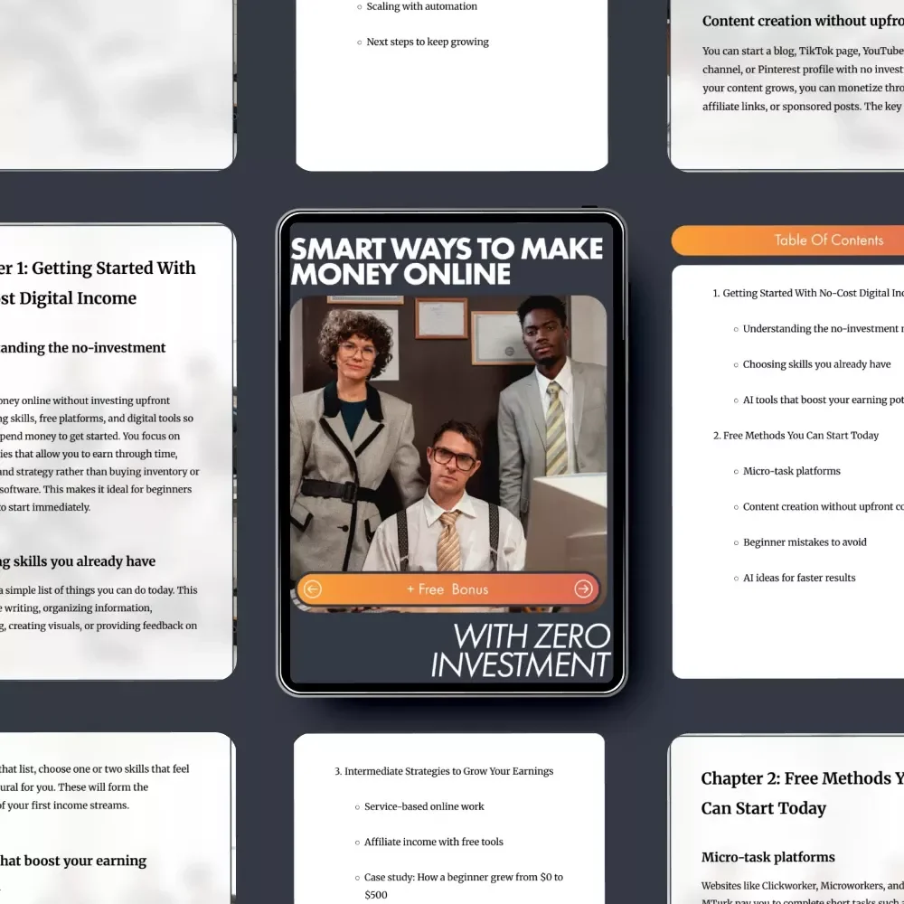 Smart Ways to Make Money Online With Zero Investment - No-Cost Digital Income Guide, eBook, and Checklist