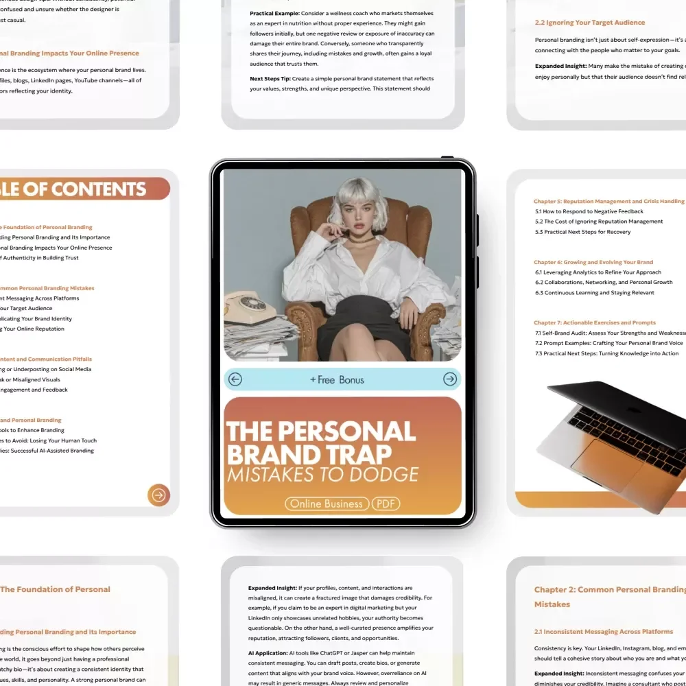 The Personal Brand Trap: Mistakes to Dodge | Digital eBook for Creators, Freelancers & Entrepreneurs | Learn the Top Personal Branding Mistakes to Avoid and Build Authentic Influence Online