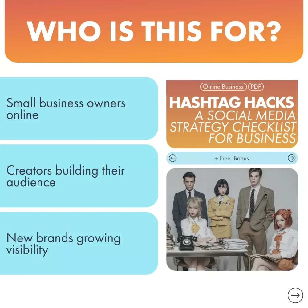 Hashtag Hacks: A Social Media Strategy Checklist for Business | Digital Download Guide for Entrepreneurs | Social Media Hashtag Strategy for Business