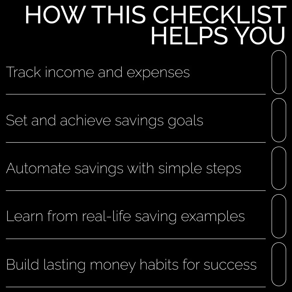 Paycheck Savings Action Checklist: A Step-by-Step Guide to Save More Money & Build Financial Stability