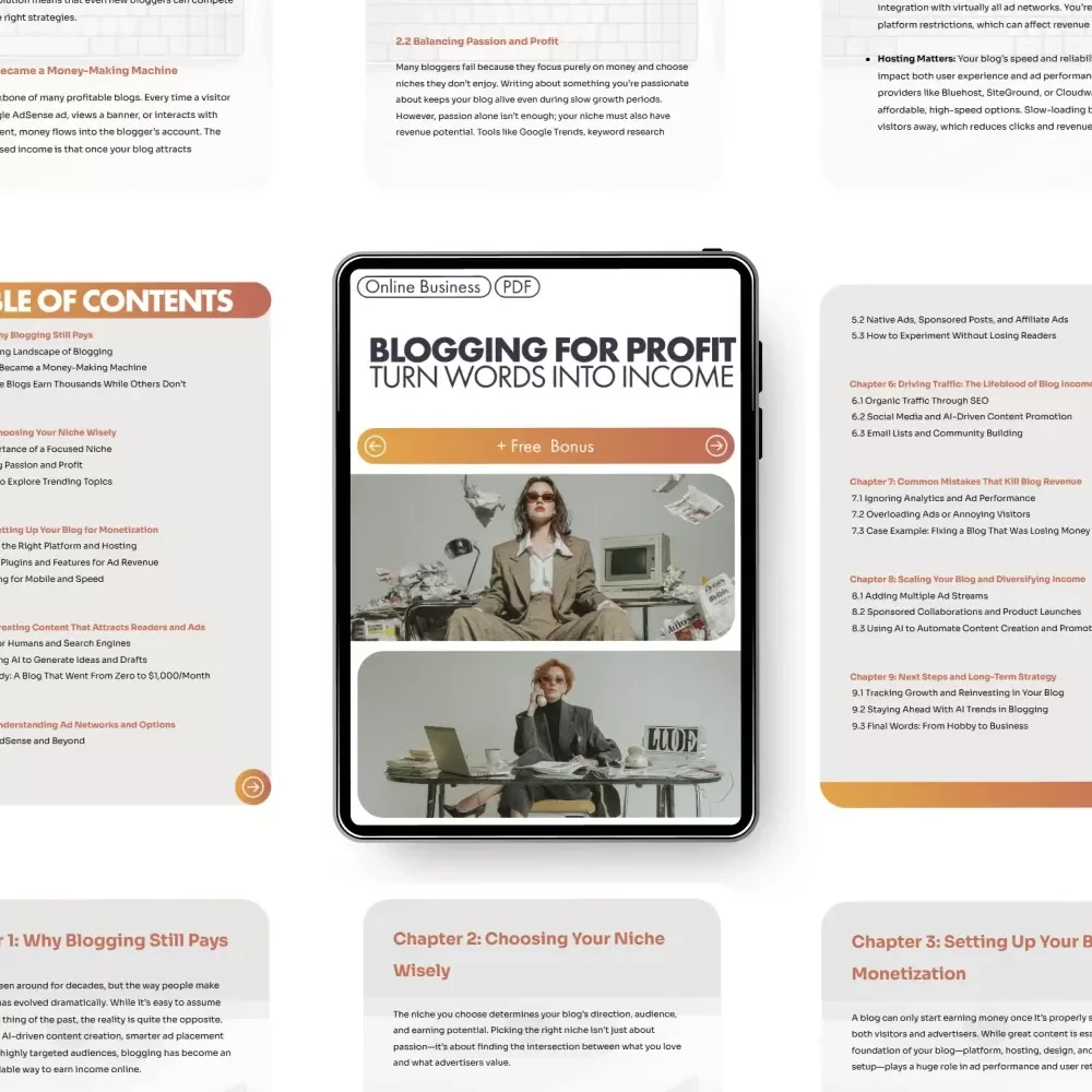 Blogging for Profit: Turn Words into Income | Digital eBook for Beginners, Bloggers & Creators | Learn How to Make Money from a Blog with Ads