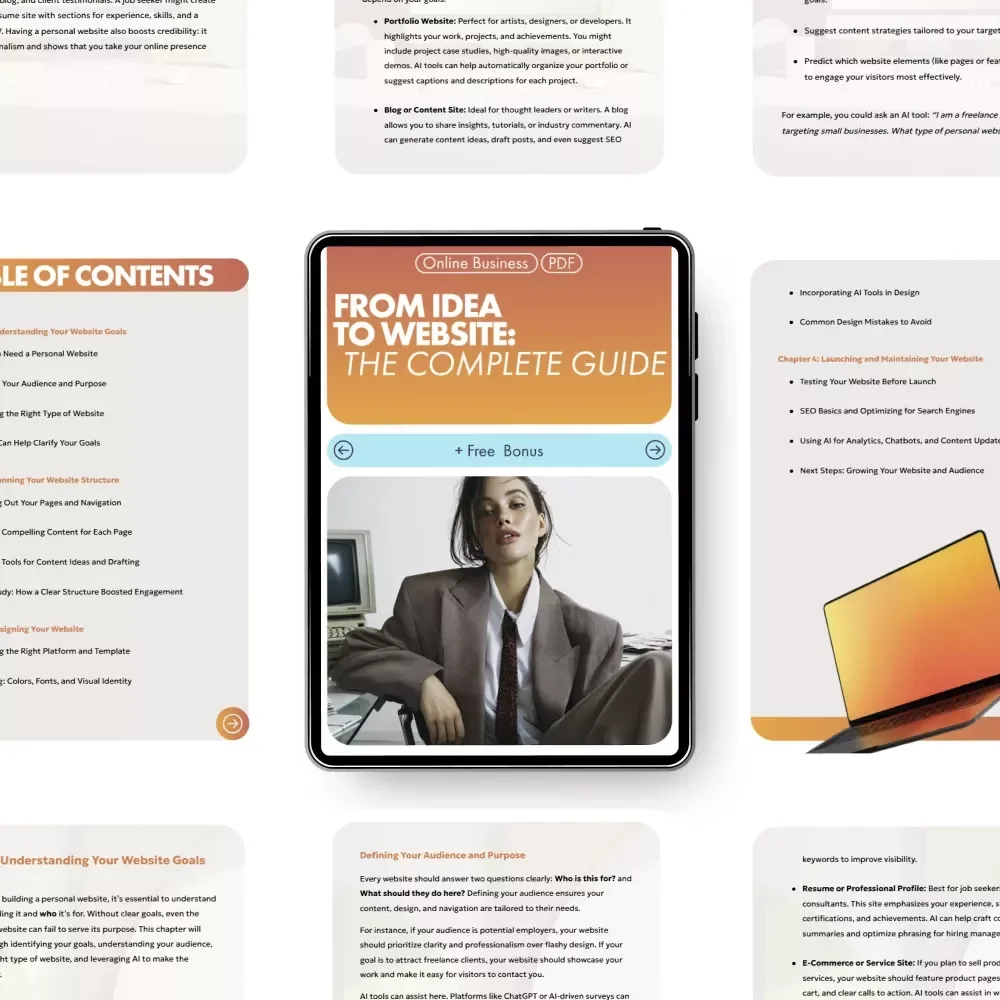 From Idea to Website: The Complete Guide | Digital Download for Creators, Entrepreneurs & Beginners | Step-by-Step on How to Build a Personal Website with AI Tools