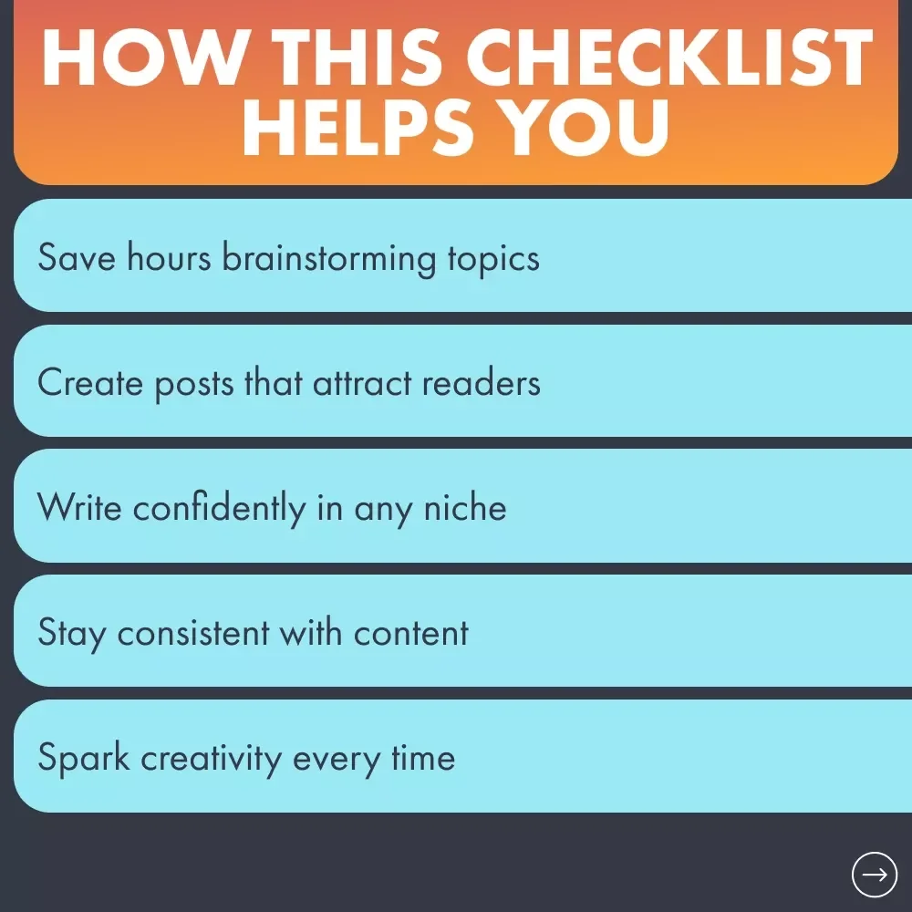 Blog Spark: 15 Easy Blog Post Ideas for Beginners | Printable Checklist for Creators, Entrepreneurs & Bloggers | Blog Post Ideas for Beginners in Any Niche