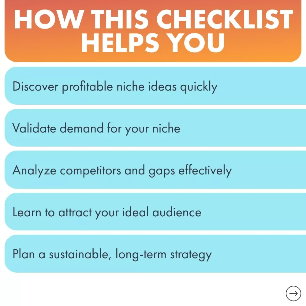 How to Find a Profitable Niche Online Checklist - Discover, Validate & Profit from Your Niche Ideas