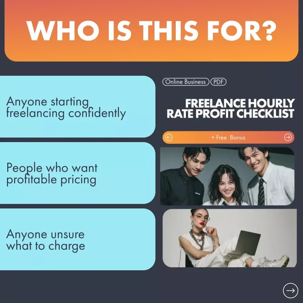 Freelance Hourly Rate Profit Checklist | Freelance Pricing Guide | How to Set Your Freelance Rates Per Hour | Digital Download for Freelancers & Creatives