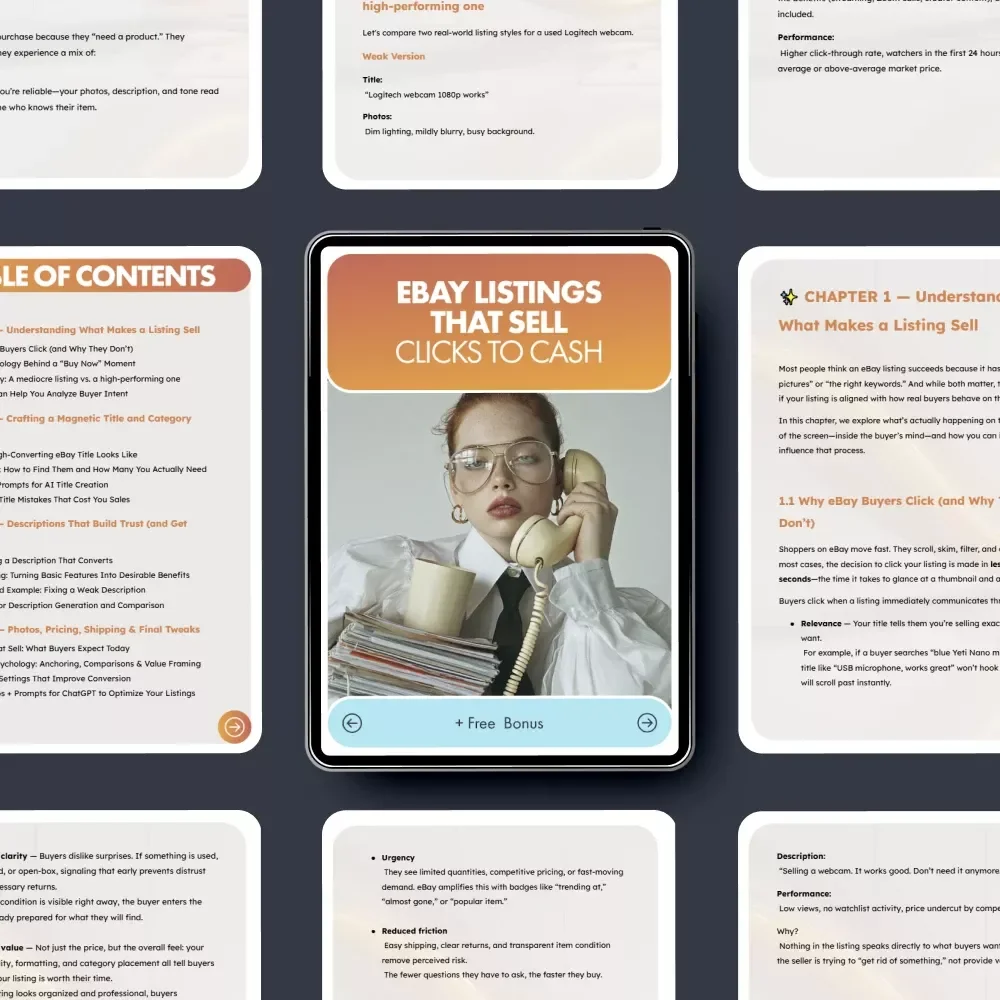 eBay Listings That Sell: Clicks to Cash | Step-by-Step Guide for Beginners | Learn How to Write an eBay Listing That Sells and Converts Views into Sales