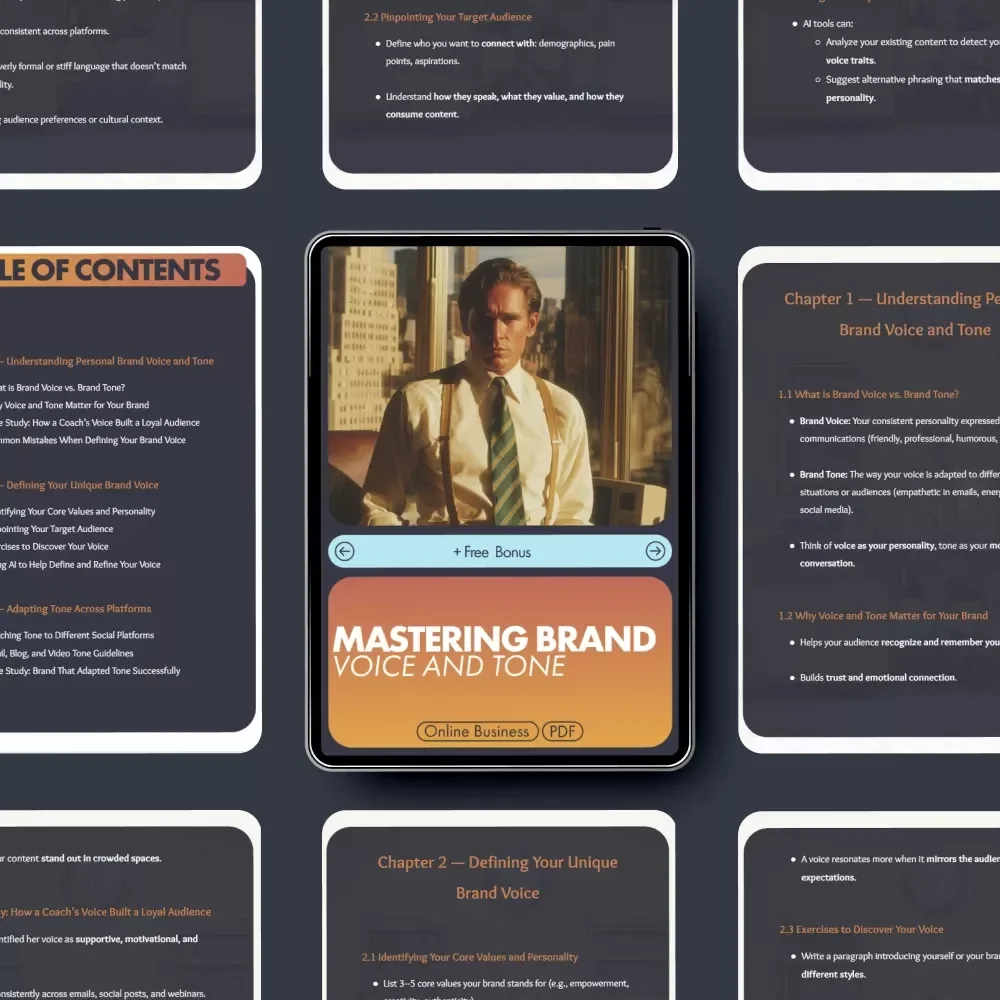 Mastering Brand Voice and Tone | Digital Guide for Entrepreneurs, Creators and Coaches | Build a Distinctive Personal Brand Voice and Tone That Connects and Converts