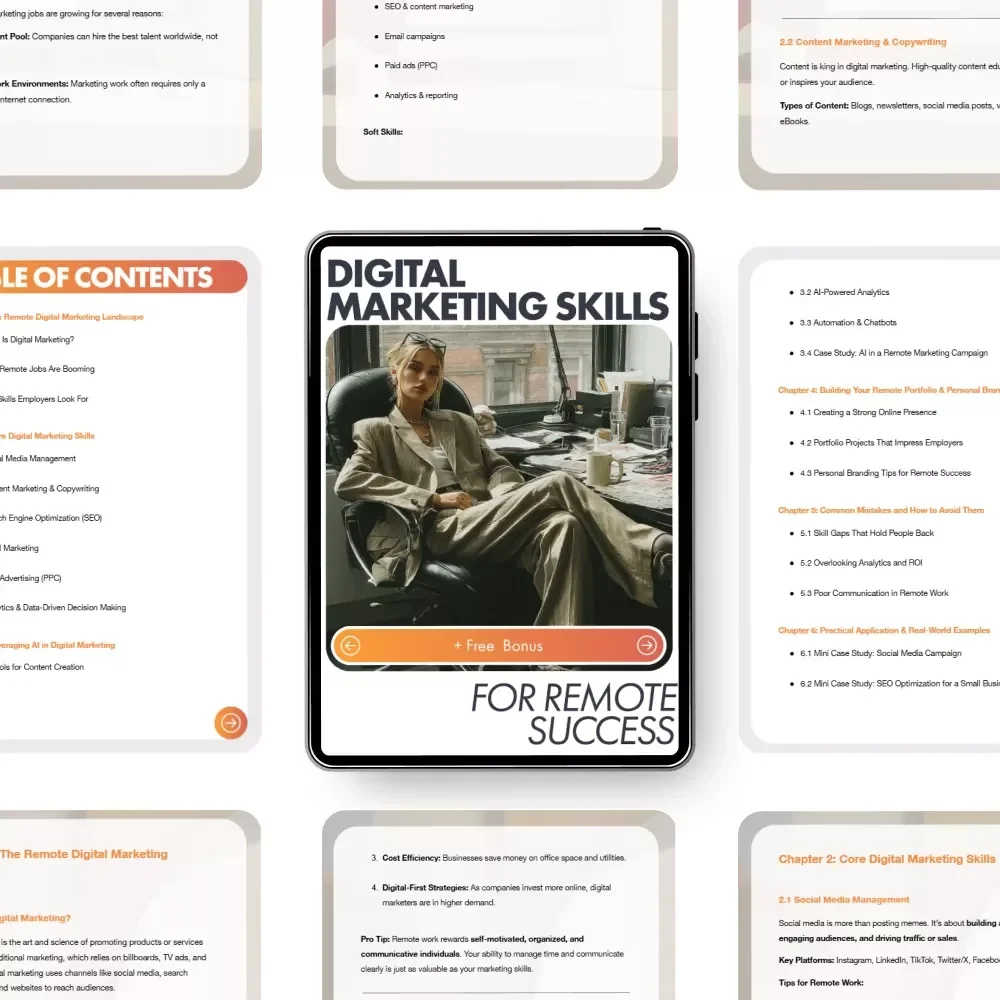 Digital Marketing Skills for Remote Success Ebook | Remote Career Guide & AI Marketing Strategies