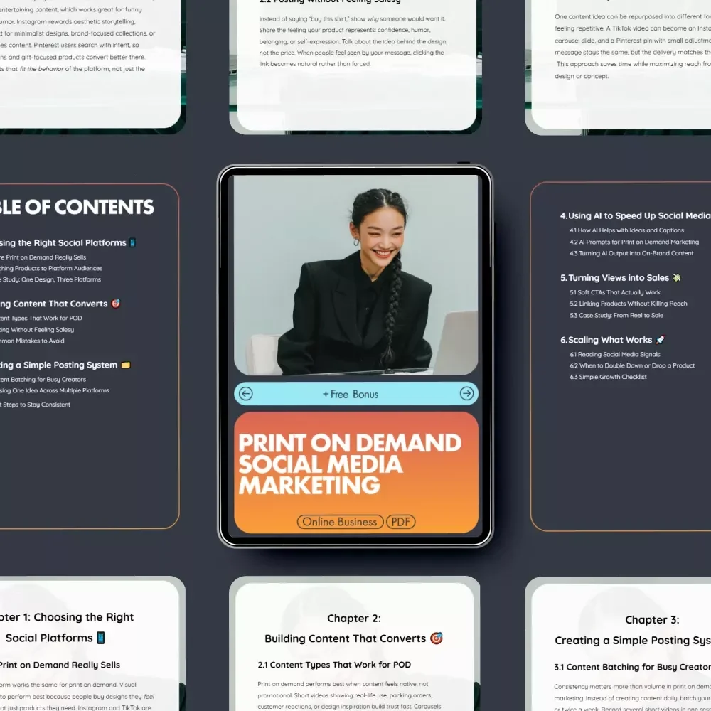 Print on Demand Social Media Marketing Ebook | Digital Download Guide for Creators | POD Social Media Strategy Workbook | print on demand marketing on social media