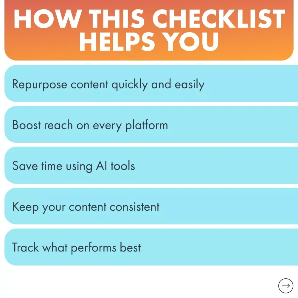 Content Repurposing for Social Media — Digital Checklist for Creators, Marketers & Entrepreneurs | Streamline Your Workflow and Grow Your Reach with Smart content repurposing for social media