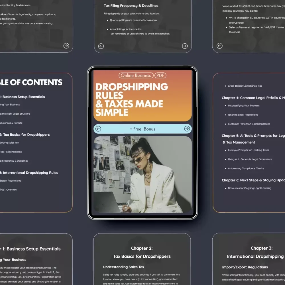 Dropshipping Rules & Taxes Made Simple | Dropshipping Legal Requirements and Taxes Explained | Digital eBook for Online Sellers & Entrepreneurs