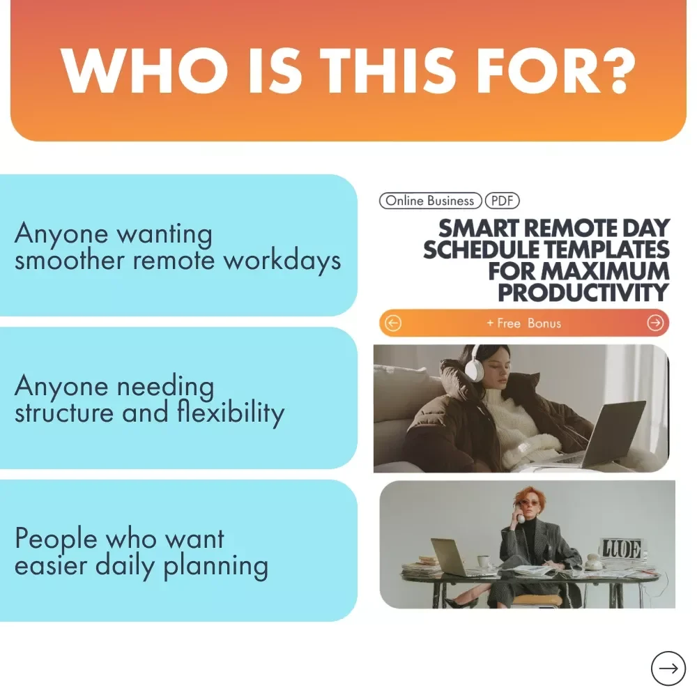 Smart Remote Day Schedule Templates for Maximum Productivity | Printable & Digital Productivity Planner for Work-From-Home Focus
