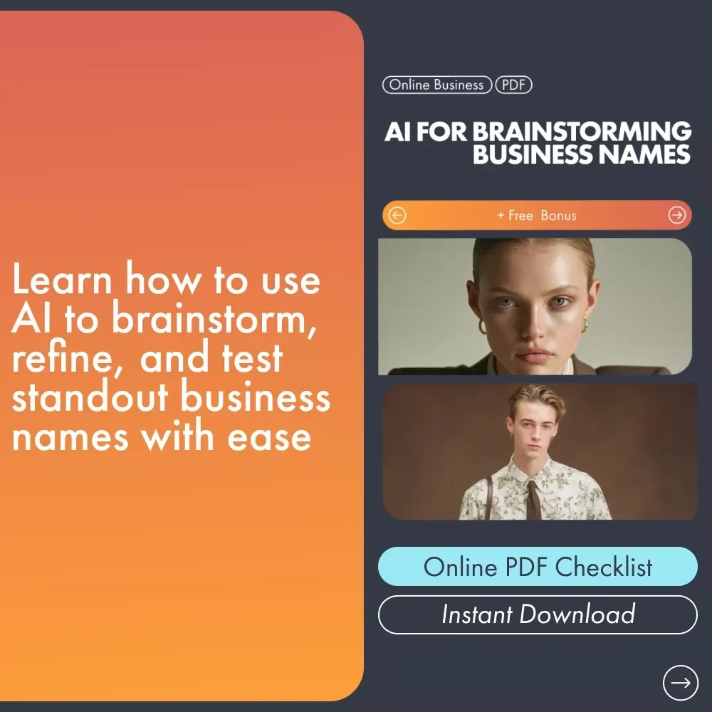 AI for Brainstorming Business Names – Printable Checklist & Brand Naming Guide for Entrepreneurs | Small Business Branding | ai for brainstorming business names