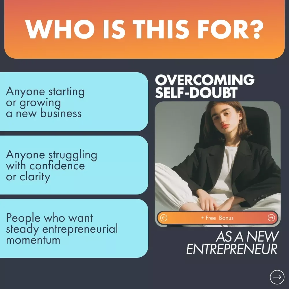 Overcoming Self-Doubt as a New Entrepreneur Ebook | Confidence Mindset Guide for Beginners | Digital Download