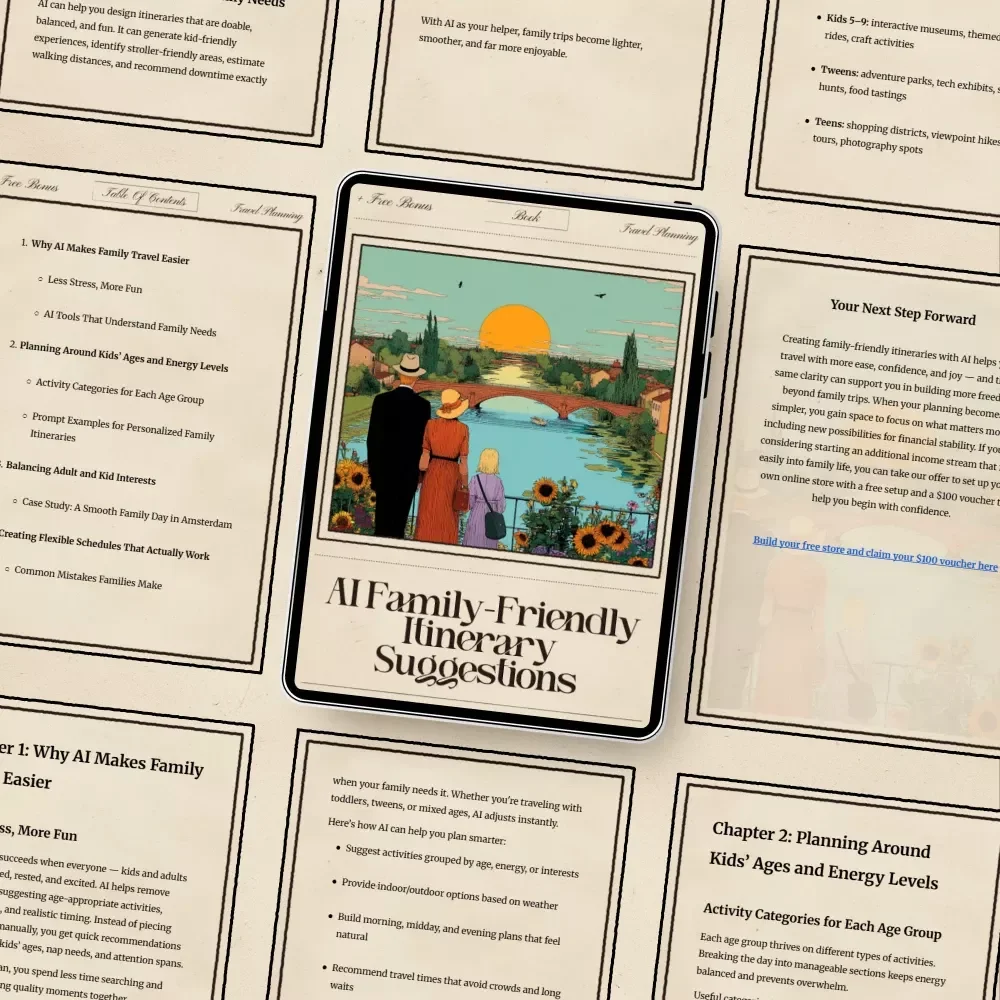 AI Family-Friendly Itinerary Suggestions | Editable Travel Ebook Guide for Parents | AI Language Help for Traveling Abroad | Family Trip Planner