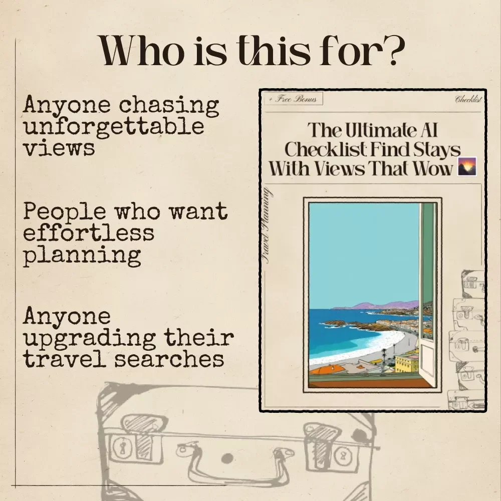The Ultimate AI Checklist: Find Stays With Views That Wow | Digital Travel Planner, AI to Find Stays With Stunning Views, Vacation Rental Search Helper, Printable & Downloadable Checklist