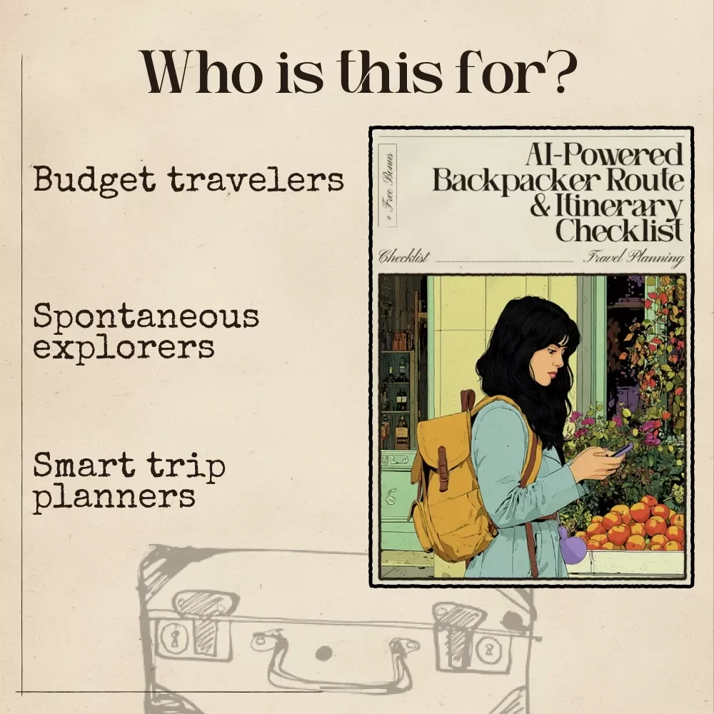 AI-Powered Backpacker Route & Itinerary Checklist – Digital Travel Planner | Smart Guide for Easy Route Mapping | Instant Download for Budget Adventurers | ai for backpacker travel routes itineraries