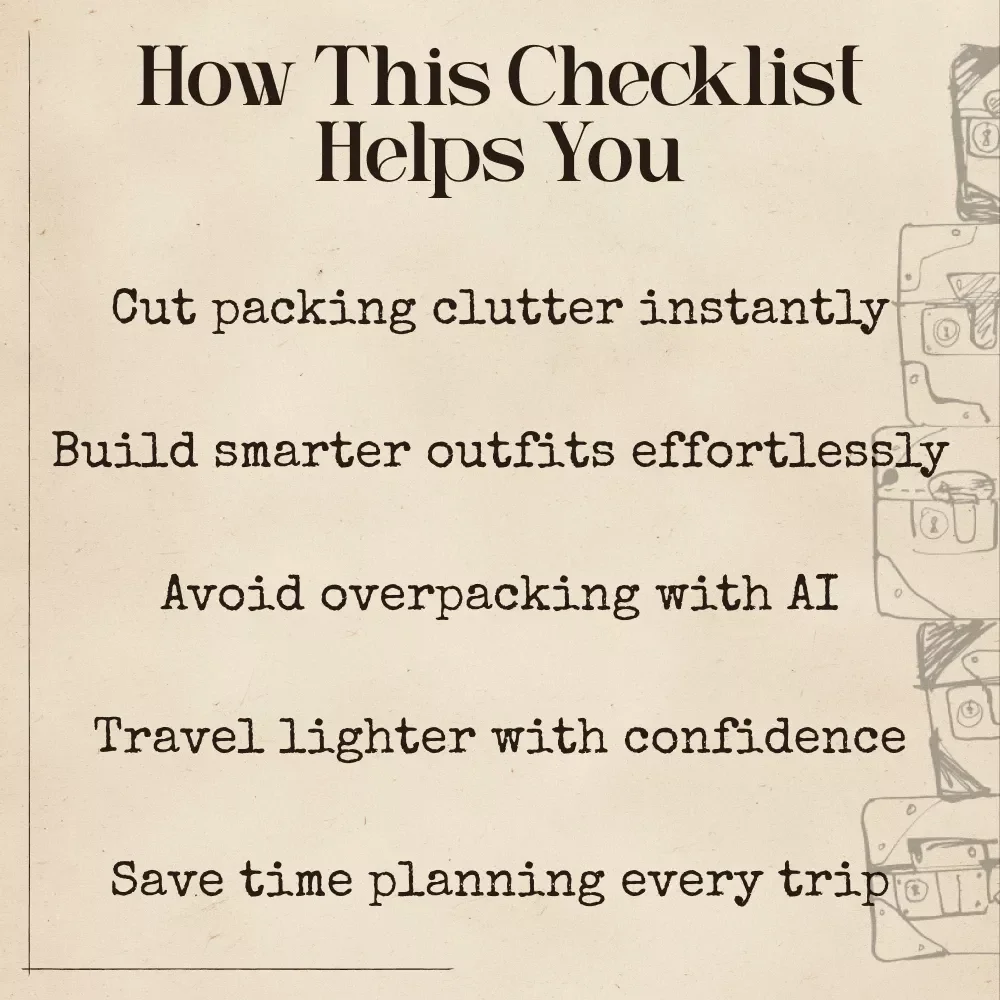 The AI-Assisted Pack Light or Stay Home Checklist | Minimalist Travel Guide Digital Download, One-Bag Packing eBook, Carry-On Essentials, Smart Packing Planner