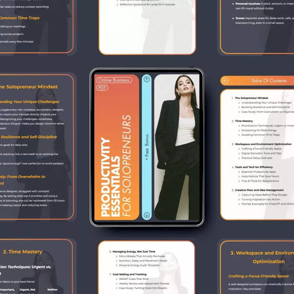 Productivity Essentials for Solopreneurs: The Ultimate Digital Guide to Efficiency, Time Management, and Growth