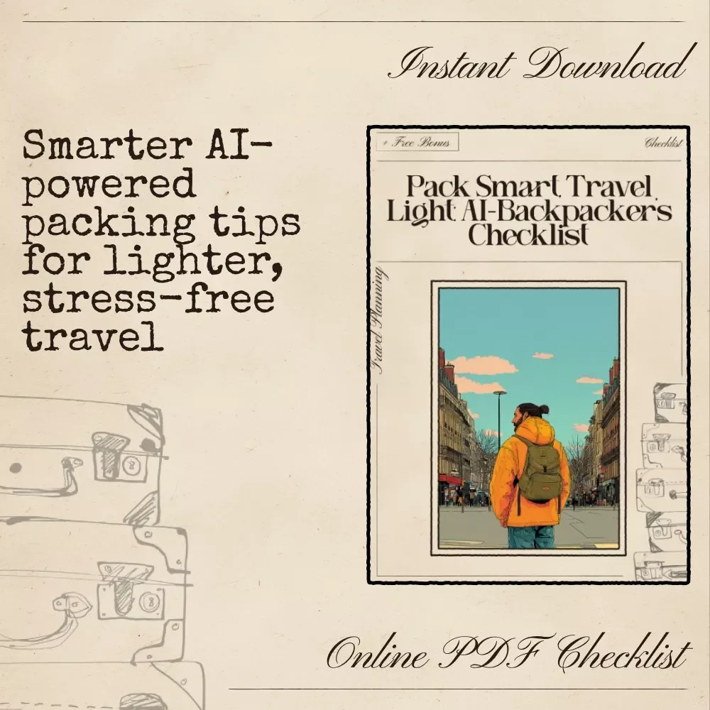 Pack Smart, Travel Light: AI-Backpacker’s Checklist | Minimalist Packing Guide for Travelers | Digital Download | ai for packing light for backpacking