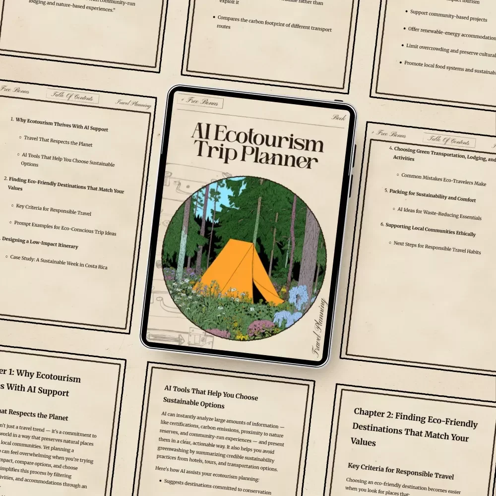 AI Ecotourism Trip Planner | Eco-Friendly Travel eBook | Sustainable Itinerary Guide | Digital Download for Responsible Adventure