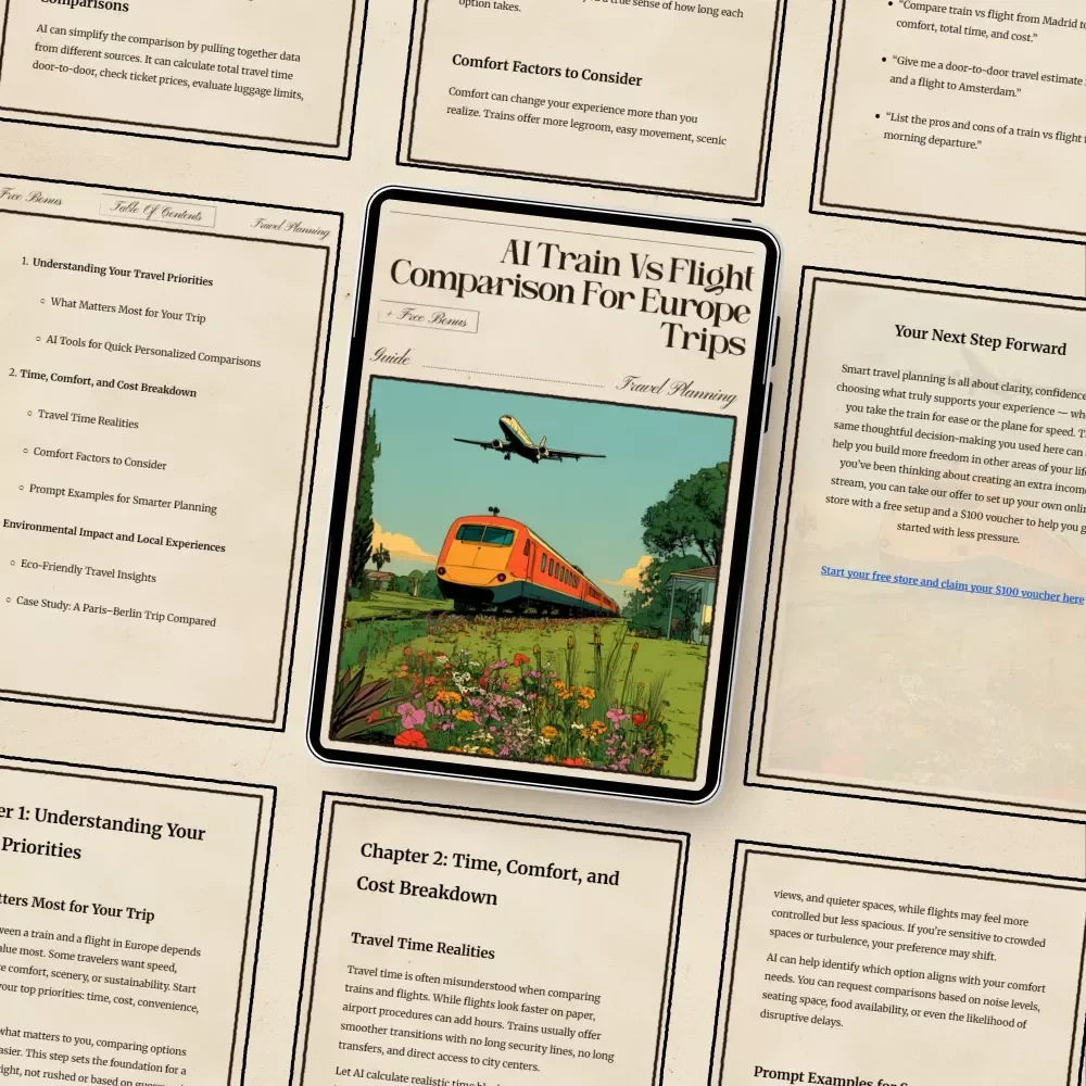 AI Train vs Flight Comparison for Europe Trips Guide | Smart Travel Planner | Digital Download for Fast & Easy Europe Trip Decisions