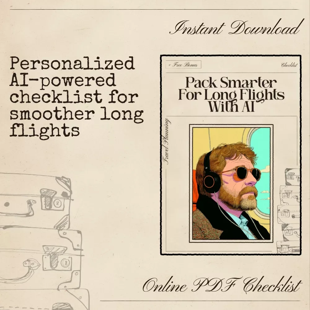 Pack Smarter for Long Flights with AI – Long-Haul Flight Checklist, In-Flight Essentials Guide, Travel Comfort Planner, AI-Personalized Packing List for Flyers