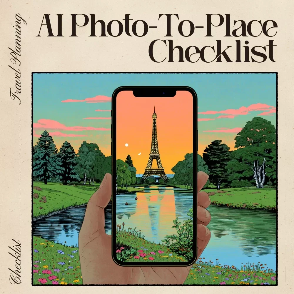 AI Photo-to-Place Checklist | SEO-Friendly Travel Inspo Guide | Digital Download for ai that suggests places based on your photos | Wanderlust Prompt Tool