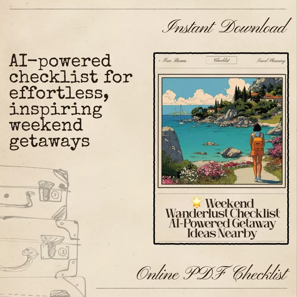 Weekend Wanderlust Checklist: AI-Powered Getaway Ideas Nearby – Printable Travel Planner, Quick Trip Guide, Digital Weekend Escape Checklist, hidden weekend gems near me