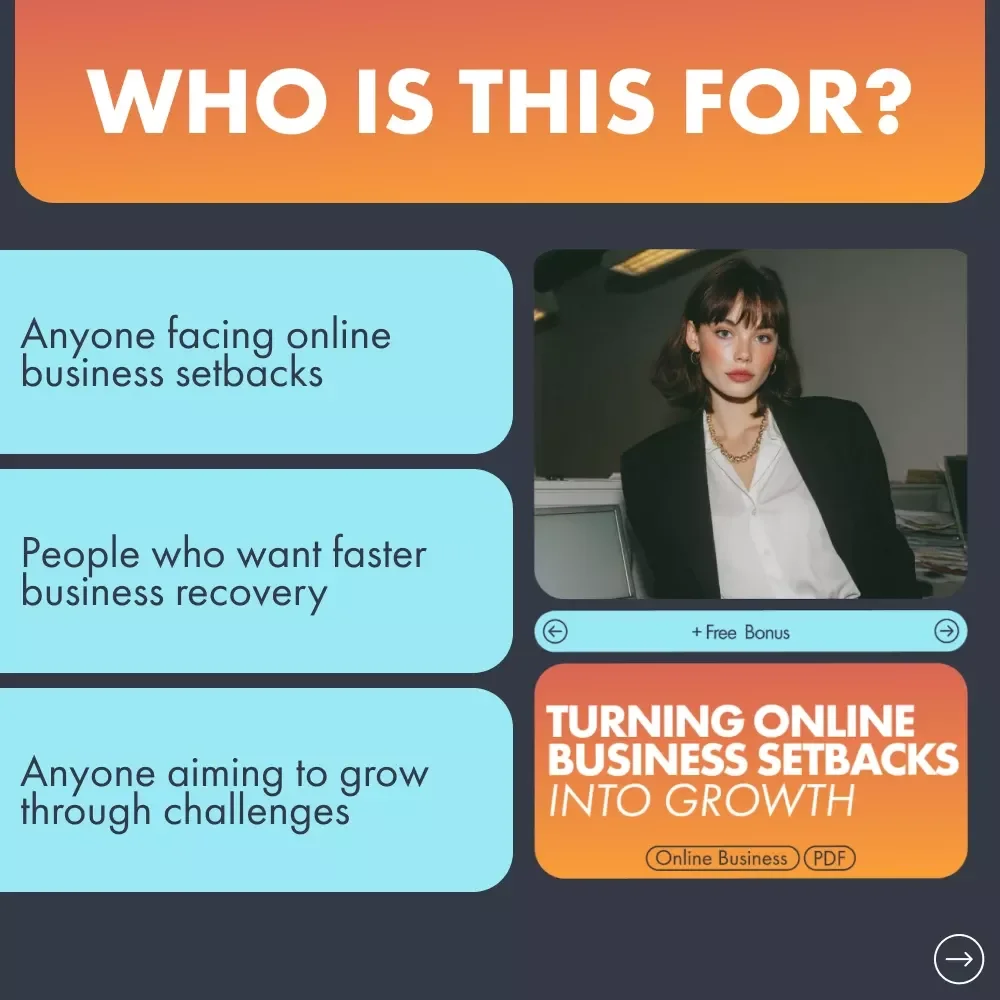 Turning Online Business Setbacks into Growth | Guide for Entrepreneurs | How to Handle Failure and Bounce Back | Digital Download