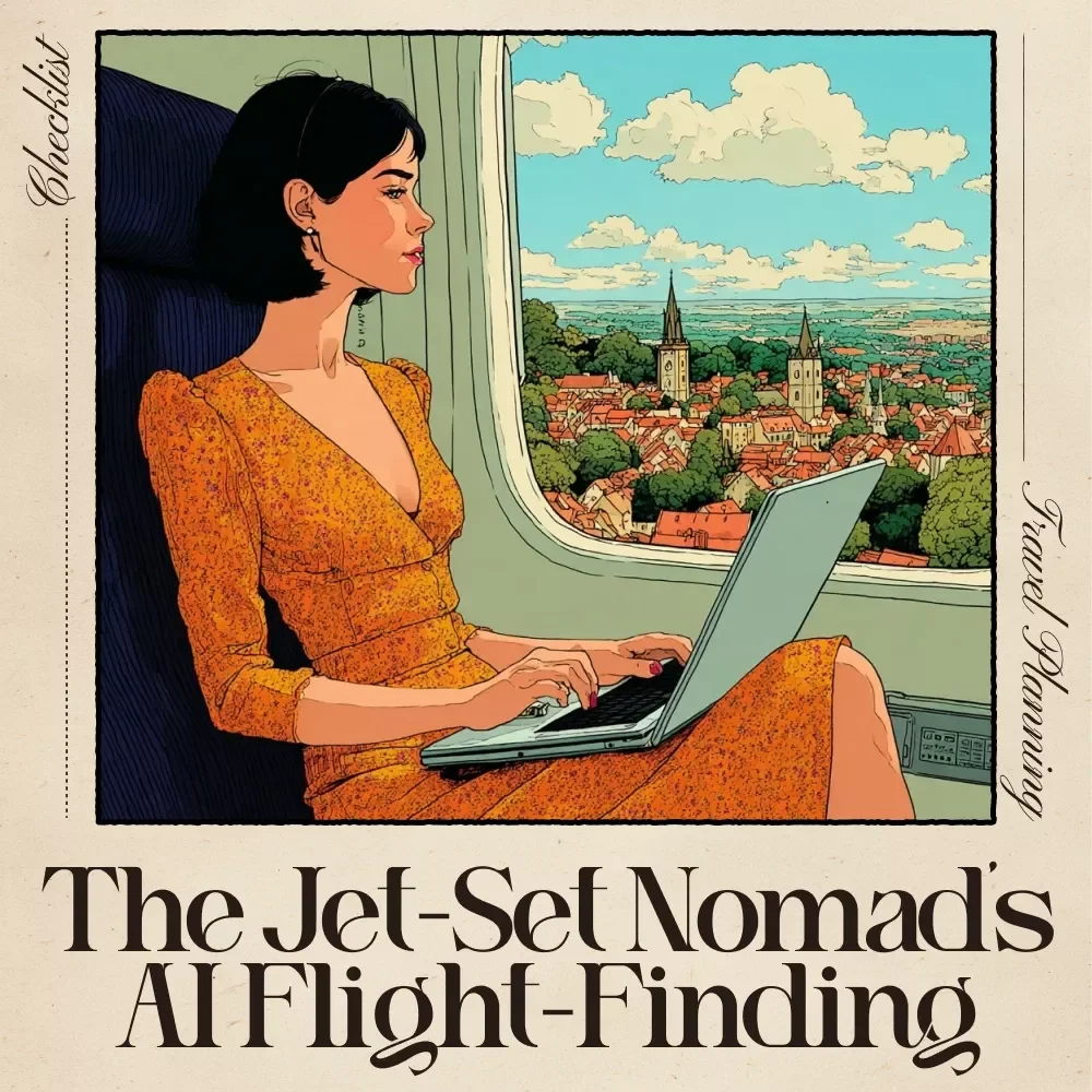 The Jet-Set Nomad’s AI Flight-Finding Checklist | Digital Download for Digital Nomads | Ultimate Travel Planning Guide Using ai for finding flights for digital nomads