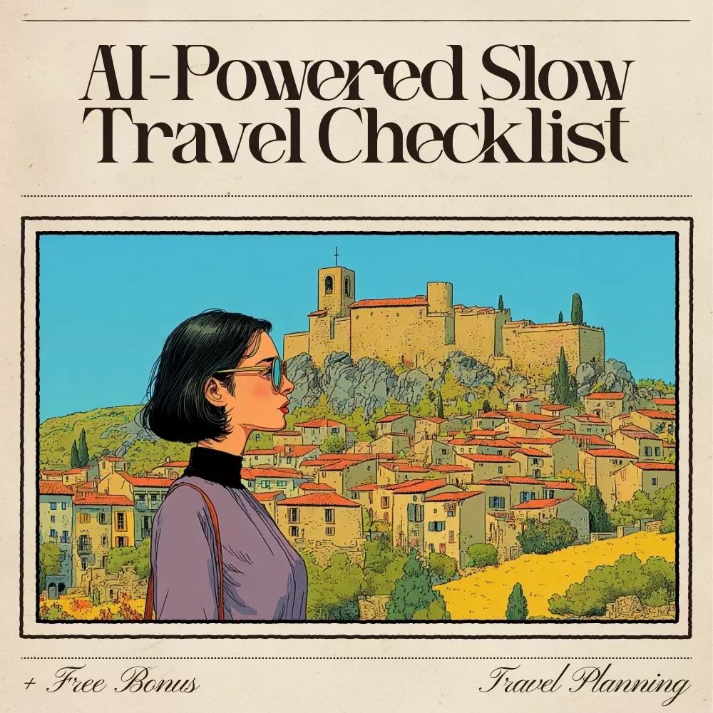 Wander Wisely: AI-Powered Slow Travel Checklist – Digital Travel Planner | Smart Companion for Mindful Explorers | Instant Download for Relaxed Adventures | ai for slow traveling hacks