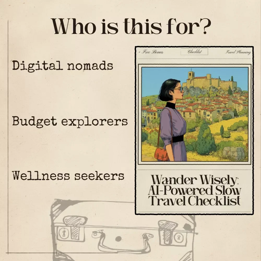 Wander Wisely: AI-Powered Slow Travel Checklist – Digital Travel Planner | Smart Companion for Mindful Explorers | Instant Download for Relaxed Adventures | ai for slow traveling hacks